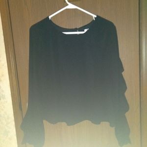 Vintage Women's black flowey blouse size L